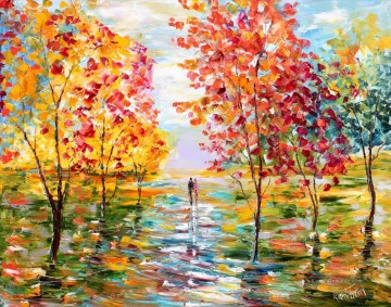 romantische romantik Ölbilder verkaufen - Herbst Romantik Landsape Wald